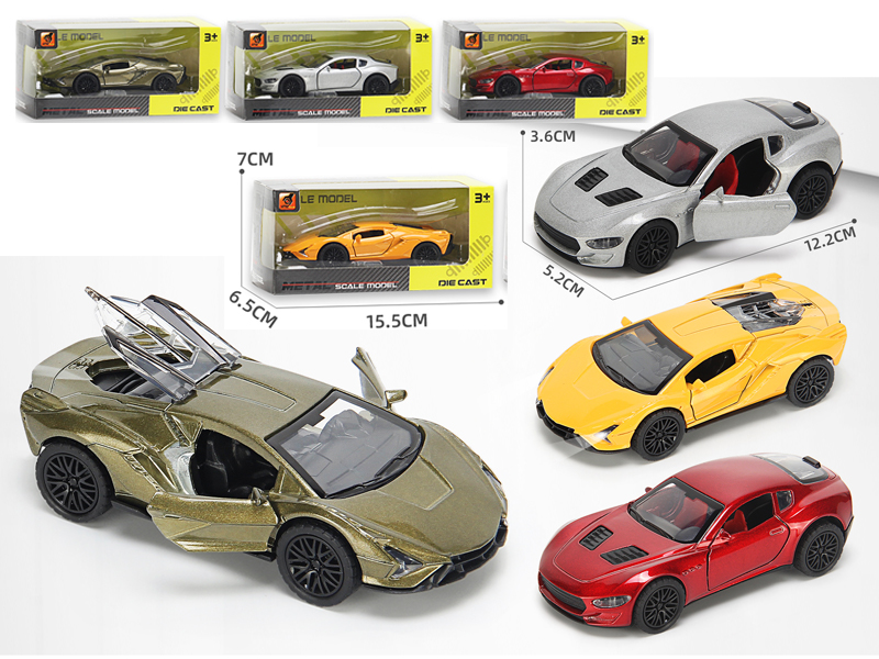 1:36 Alloy Pull Back Three-Door Sports Car With Sound And Light