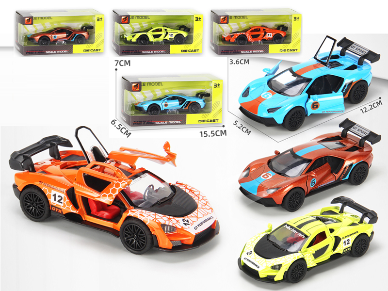 1:36 Alloy Pull Back Three-Door Sports Car Track Version With Sound And Light
