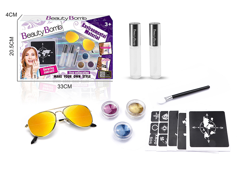 Girls Tattoo Set With Glasses