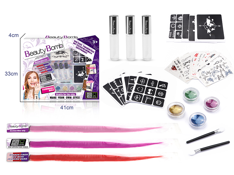 Girls Tattoo Set With Wig