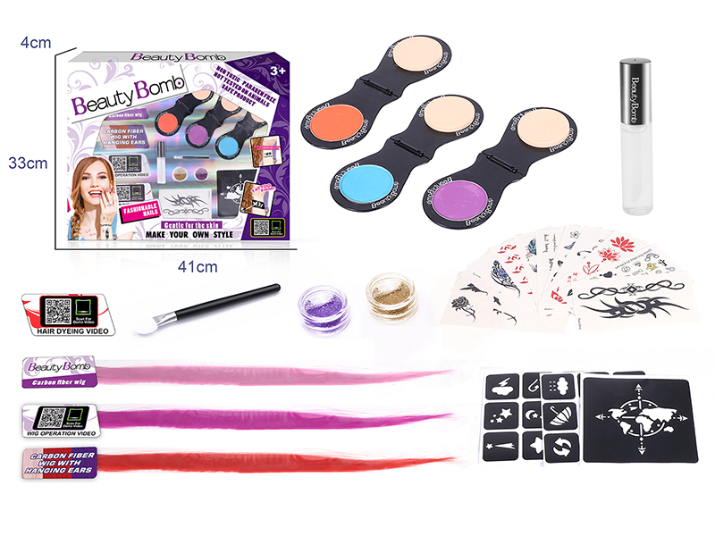 Girls Hair Dye Wig Tattoo Set