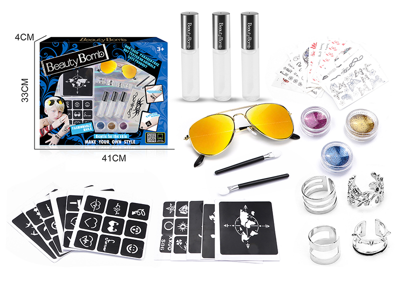 Boys Tattoo Set With Glasses And Rings