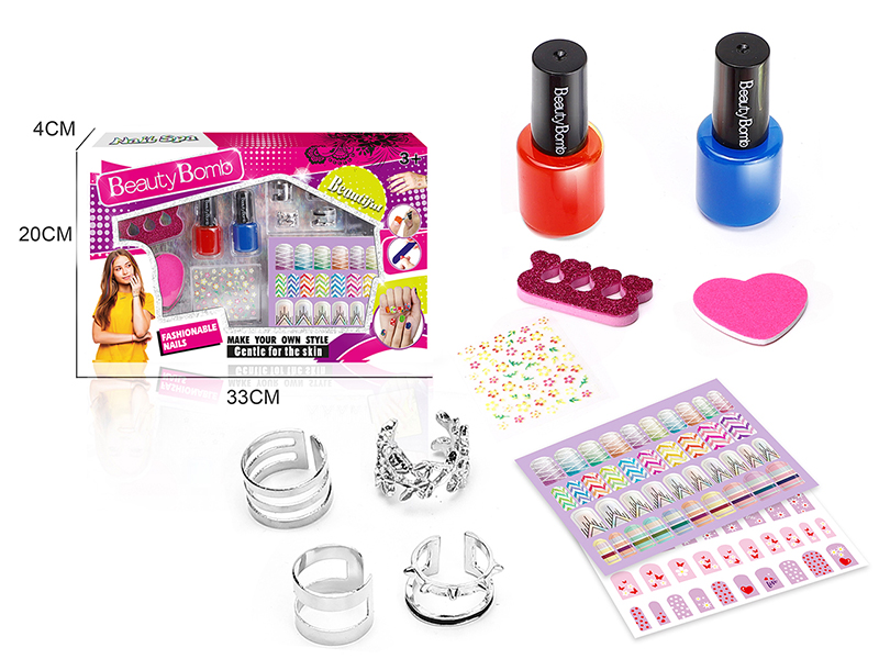 Girls Nail Art Set With Rings