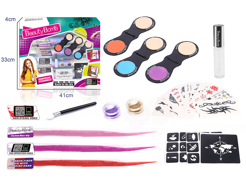 Girls Hair Dye Wig Tattoo Set