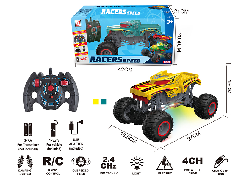 2.4G Remote Control Tiger Bigfoot Cross Country Car With Light(Included Battery)