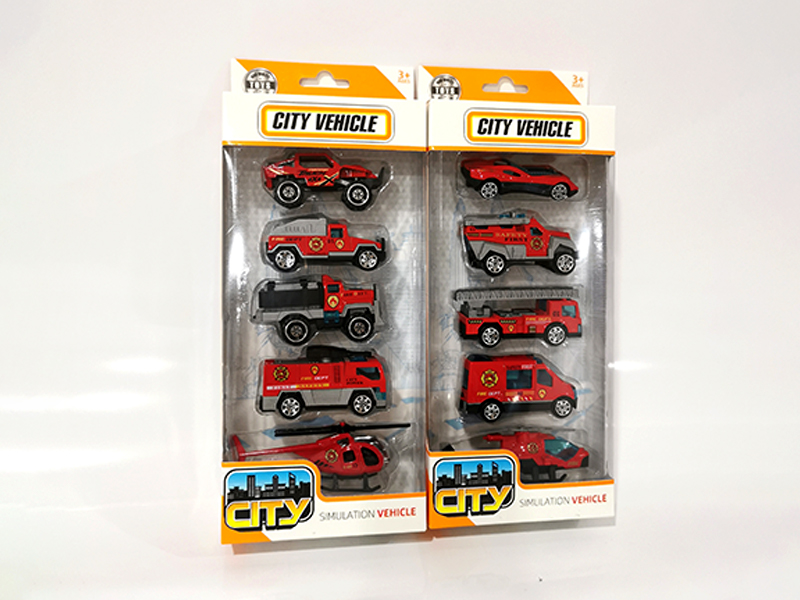 5PCS 1:64 Alloy Slide Fire Truck/Aircraft Set