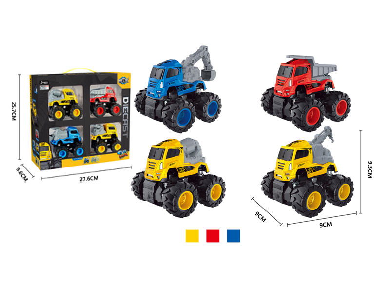 4PCS 4Wd Friction Alloy Engineering Vehicle