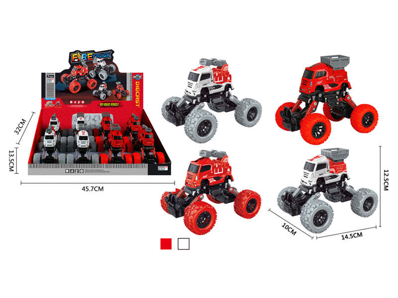 8PCS 4Wd Pull Back Alloy Climbing Fire Truck