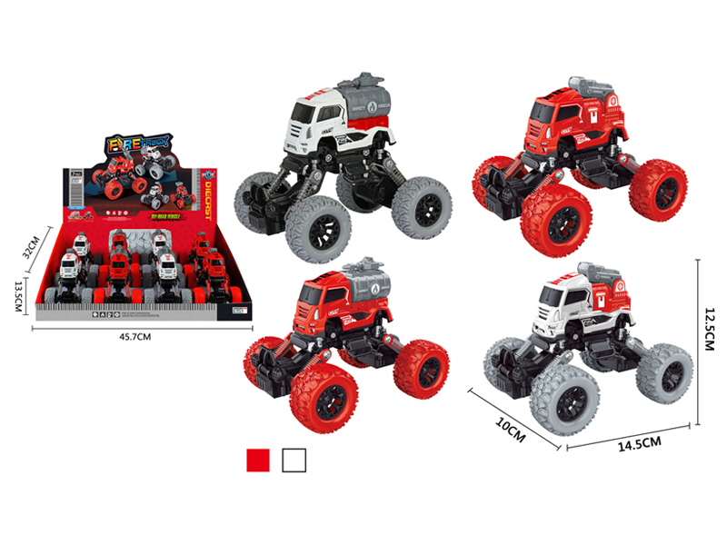 8PCS 4Wd Pull Back Alloy Climbing Fire Truck