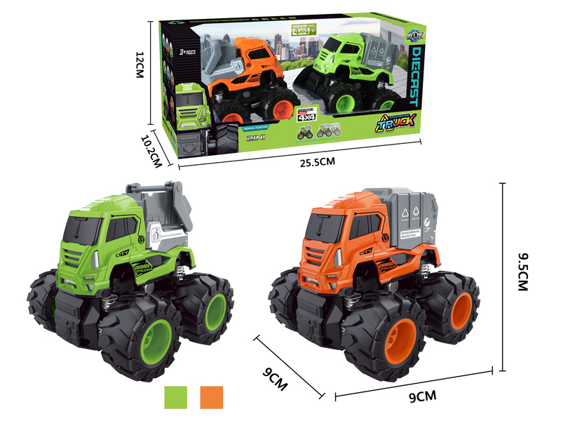 2PCS 4Wd Friction  Alloy Sanitation Vehicle
