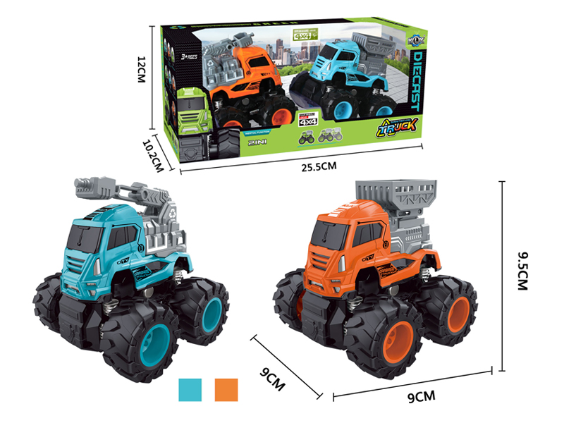 2PCS 4Wd Friction  Alloy Sanitation Vehicle