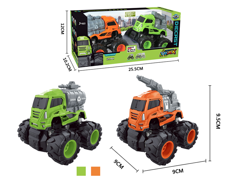 2PCS 4Wd Friction  Alloy Sanitation Vehicle