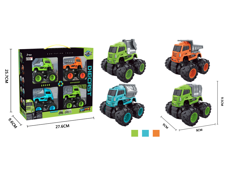 4PCS 4Wd Friction  Alloy Sanitation Vehicle