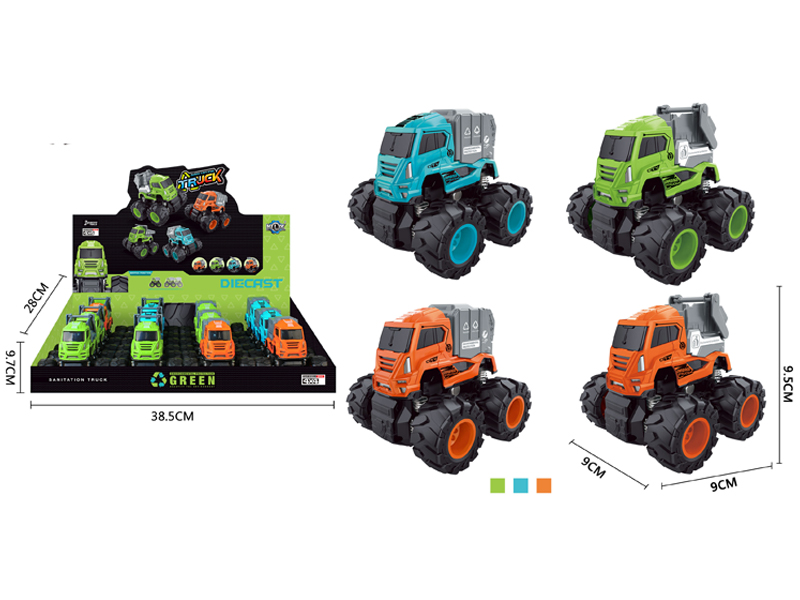 12PCS 4Wd Friction  Alloy Sanitation Vehicle