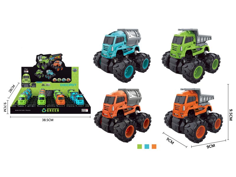 12PCS 4Wd Friction  Alloy Sanitation Vehicle