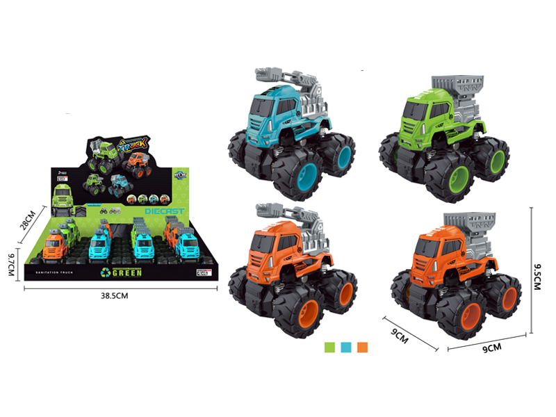 12PCS 4Wd Friction  Alloy Sanitation Vehicle