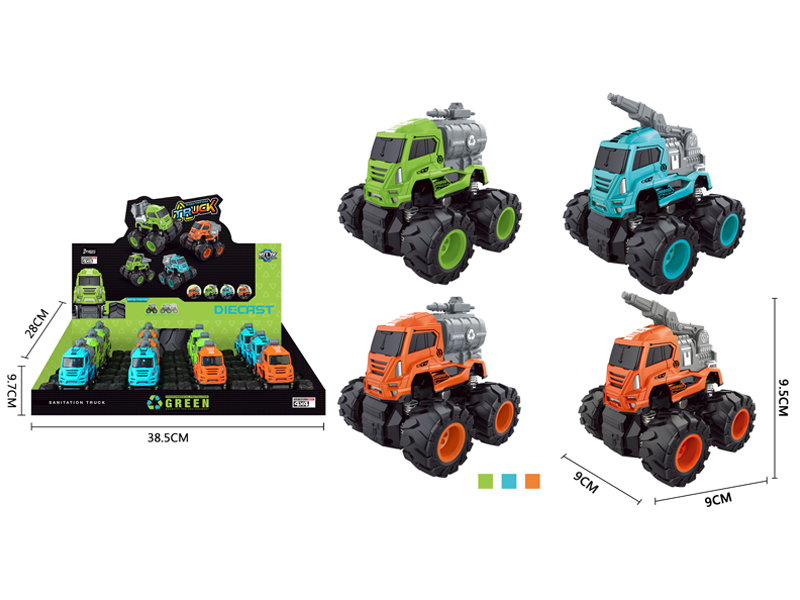 12PCS 4Wd Friction  Alloy Sanitation Vehicle