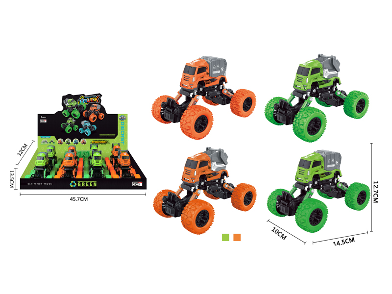 8PCS 4Wd Pull Back Alloy Climbing Sanitation Vehicle