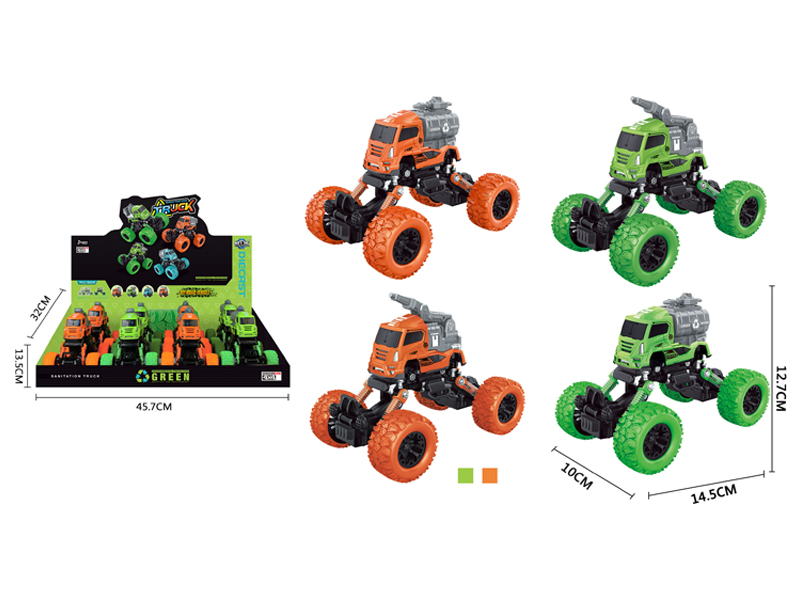 8PCS 4Wd Pull Back Alloy Climbing Sanitation Vehicle