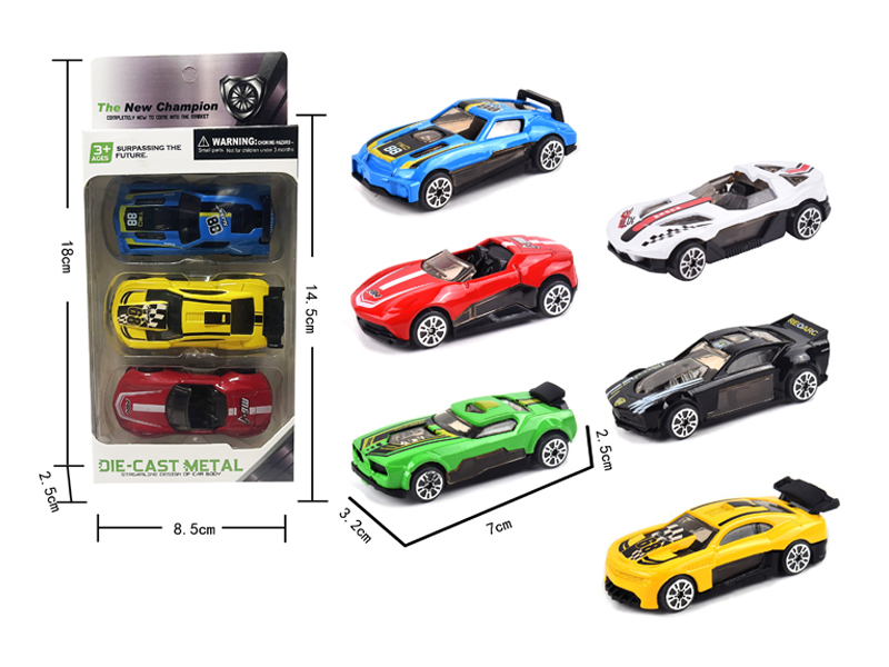 3Pcs Alloy Slide Racing Car