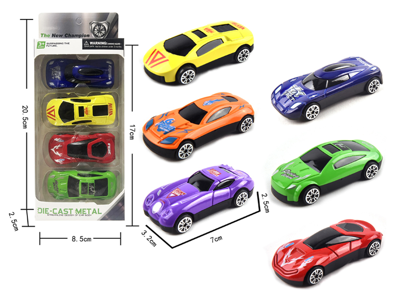 4Pcs Alloy Slide Sports Car