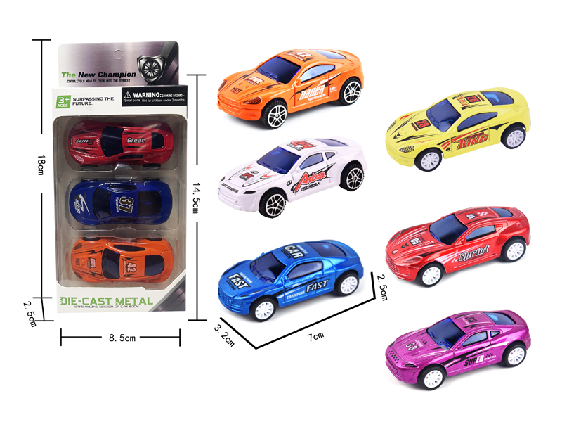3Pcs Alloy Pull Back Racing Car
