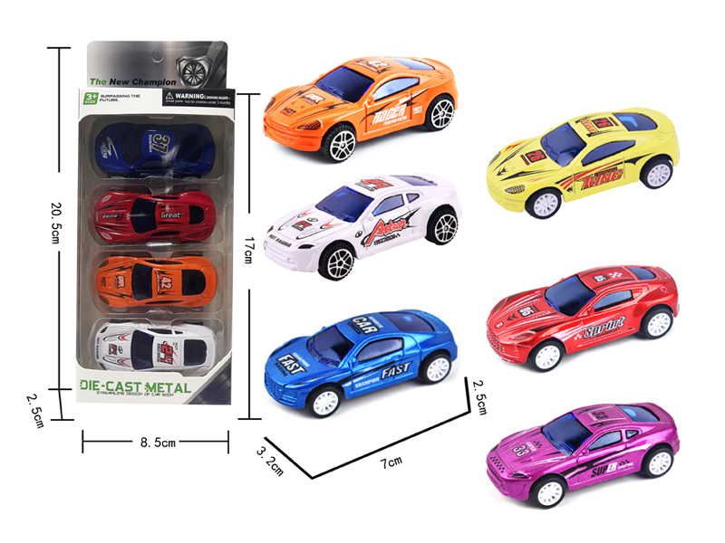 4Pcs Alloy Pull Back Racing Car
