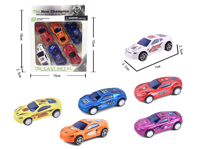 6Pcs Alloy Pull Back Racing Car