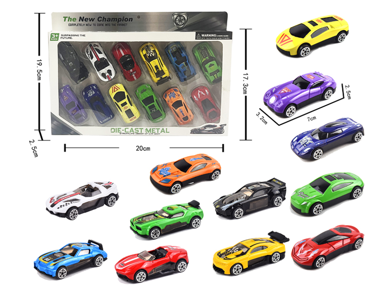12Pcs Alloy Slide Cars