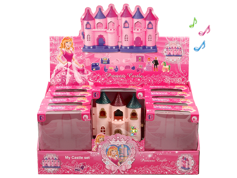 Mini Castle With Colorful Lights And Music + Furniture(12PCS/Display Box)