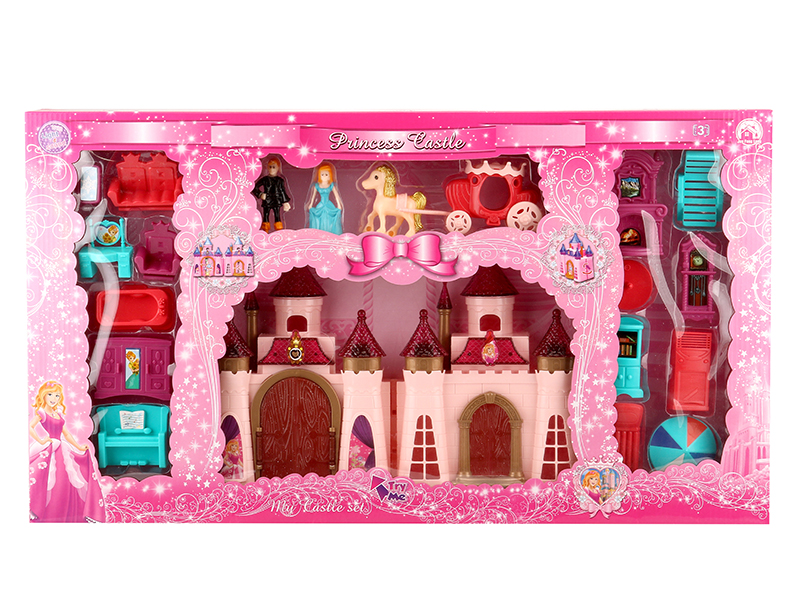 Castle With Colorful Lights And Music + Furniture,Princess,Prince,Carriage