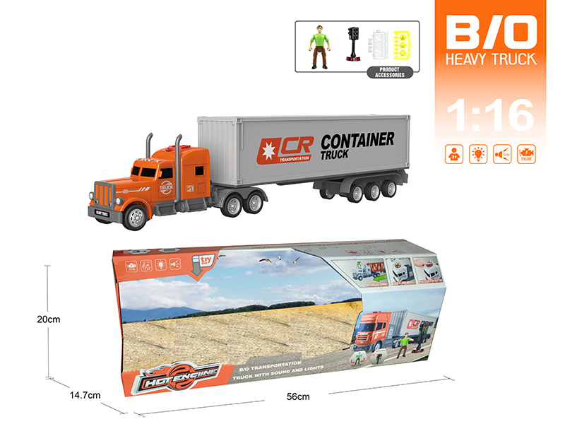 1:16 Multifunctional B/O Container Truck With Sound And Light(With Scene Accessories)