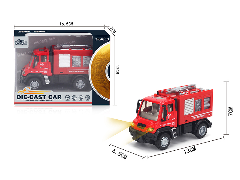 1:64 Pull Back German Alloy Water Cannon Fire Truck Red