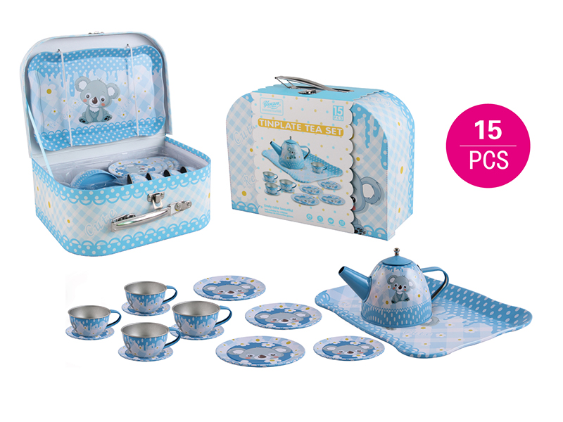 Little Grizzly Bear Pattern Tinplate Tea Set 15PCS