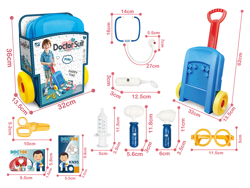 9PCS Medical Tool Trolley Case With Sound And Light
