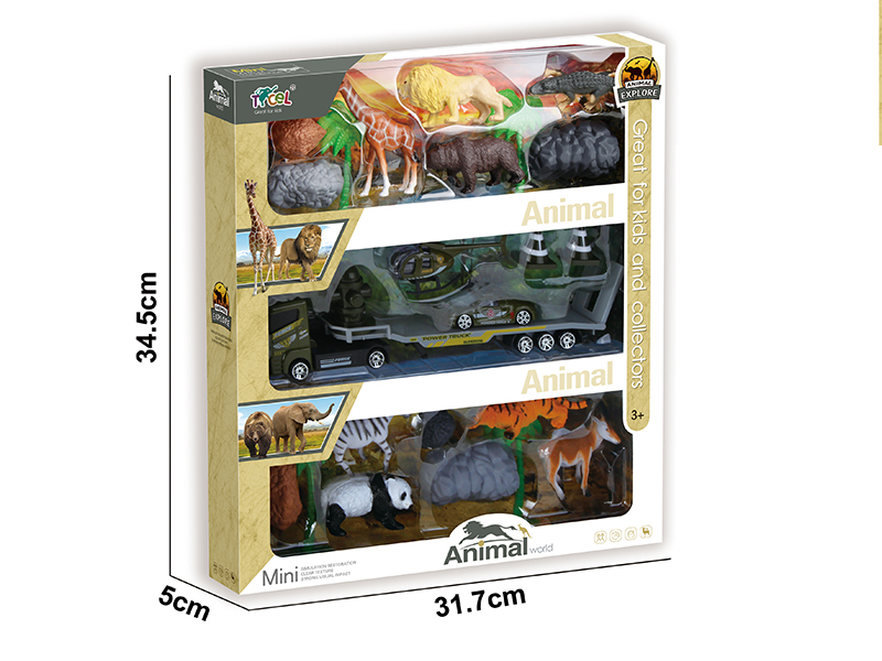 8 Simulated Animals With Alloy Military Trailer(A)