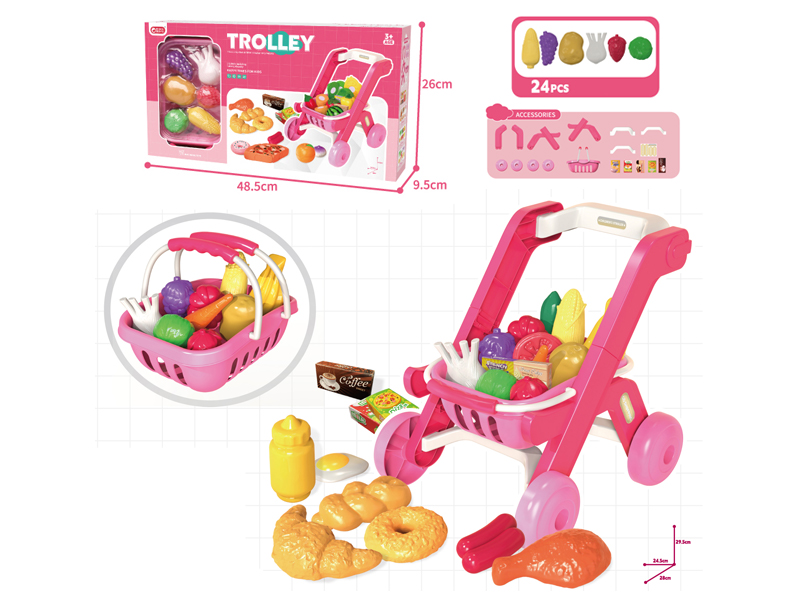 Pink Shopping Cart+Carrying Basket