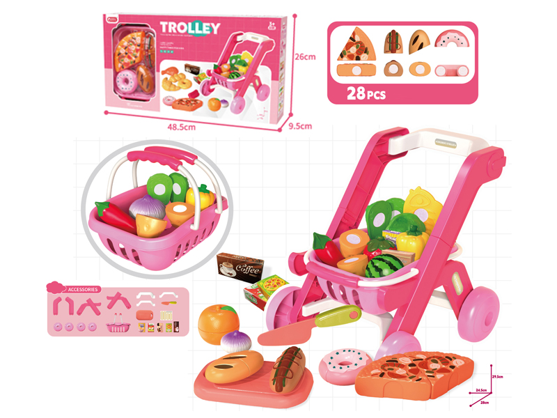 Pink Shopping Cart+Carrying Basket