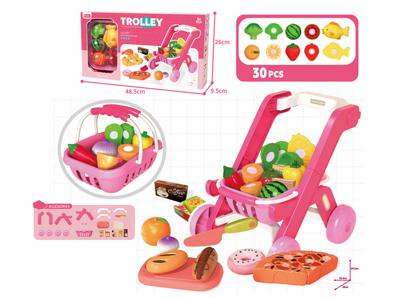 Pink Shopping Cart+Carrying Basket