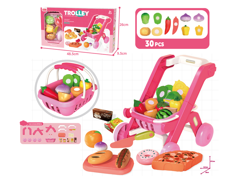Pink Shopping Cart+Carrying Basket