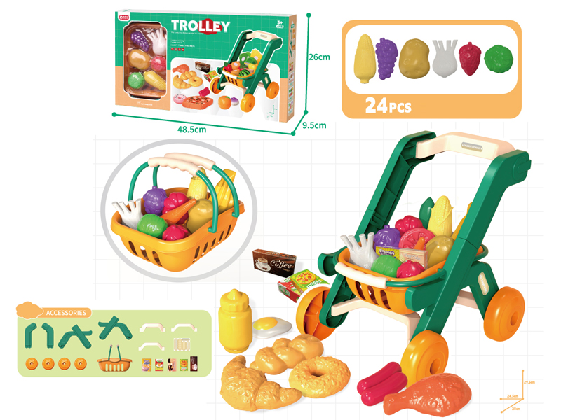 Green Shopping Cart+Carrying Basket