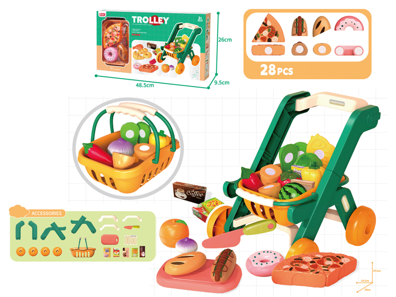 Green Shopping Cart+Carrying Basket