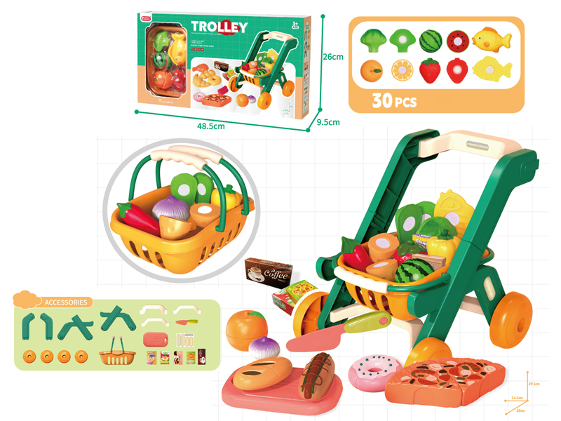 Green Shopping Cart+Carrying Basket