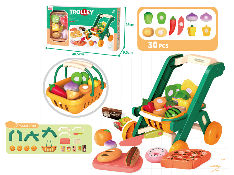 Green Shopping Cart+Carrying Basket