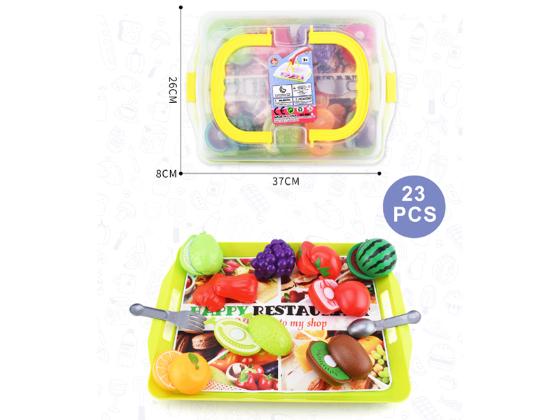 23PCS Cuttable Fruit Plate Toy Set