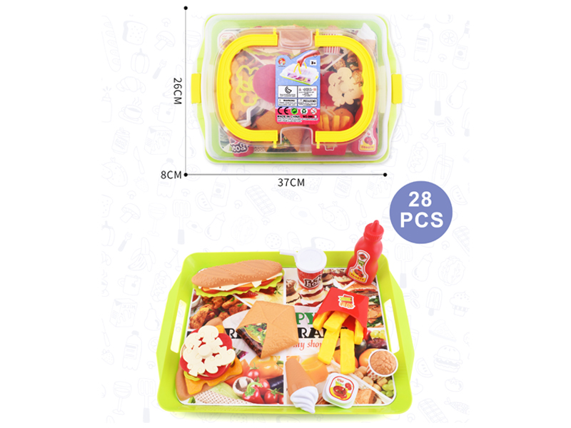 28PCS Hamburg Pizza Multifunctional Dessert Toy Set