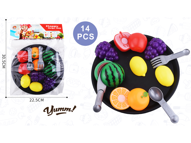 14PCS Cuttable Fruit Plate Toy Set
