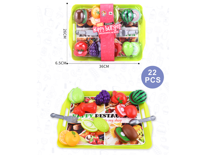22PCS Cuttable Fruit Plate Toy Set
