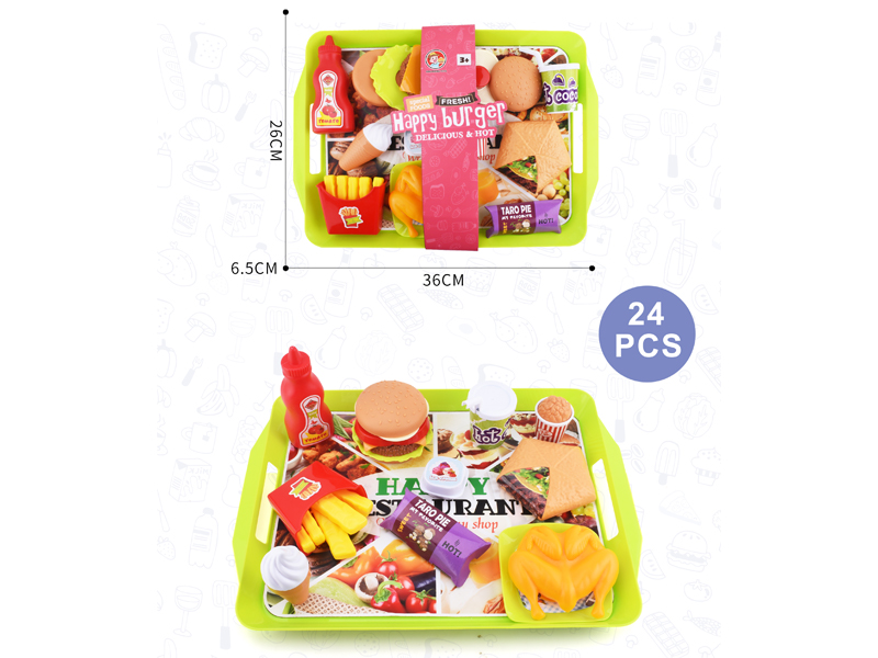 24PCS Hamburger Plate Toy Set