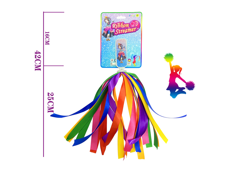 2Pcs Cartoon Princess Handle Rainbow Ribbon Cheerleading Stick